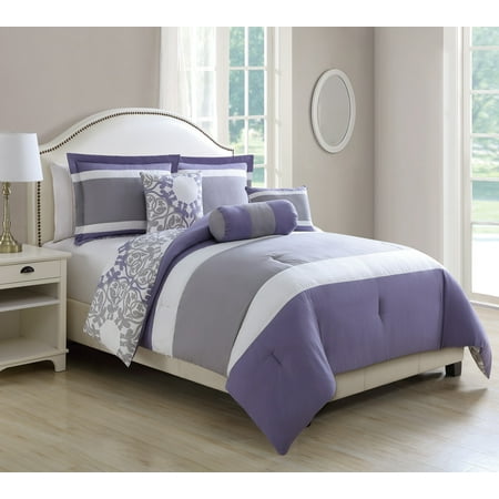 10 Piece Milan Lavender/Gray Reversible Bed in a Bag Set