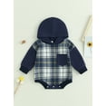thumbnail image 2 of Wassery Baby Boys Fall Winter Hooded Jumpsuit Long Sleeve Plaid Warm Romper Bodysuits 6 12 18 24 Months Infant Playsuits, 2 of 9