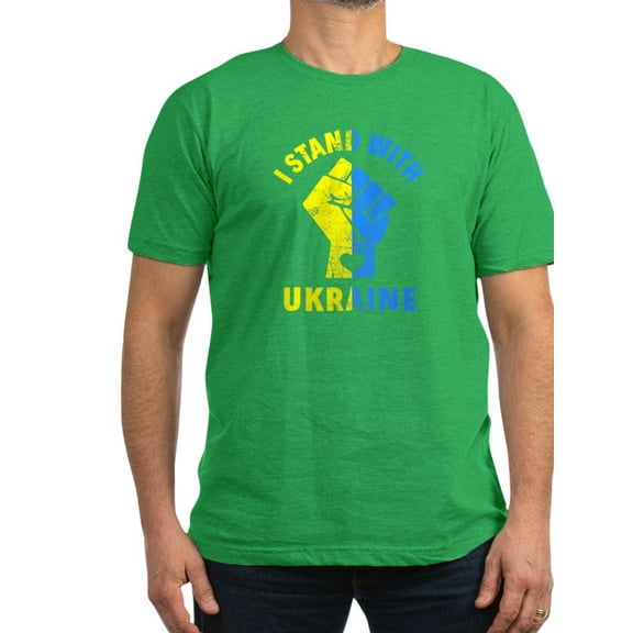 CafePress - I Stand With Ukraine Pride Ukrainian Flag T Shirt - Men's Fitted T-Shirt