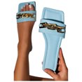thumbnail image 3 of TUOBARR Flat Sandals Women, Women's Slides Square Open Toe Flat Chain Slip On Shoes, Comfortable Dressy Casual Daily Beach Slippers Blue, 3 of 4