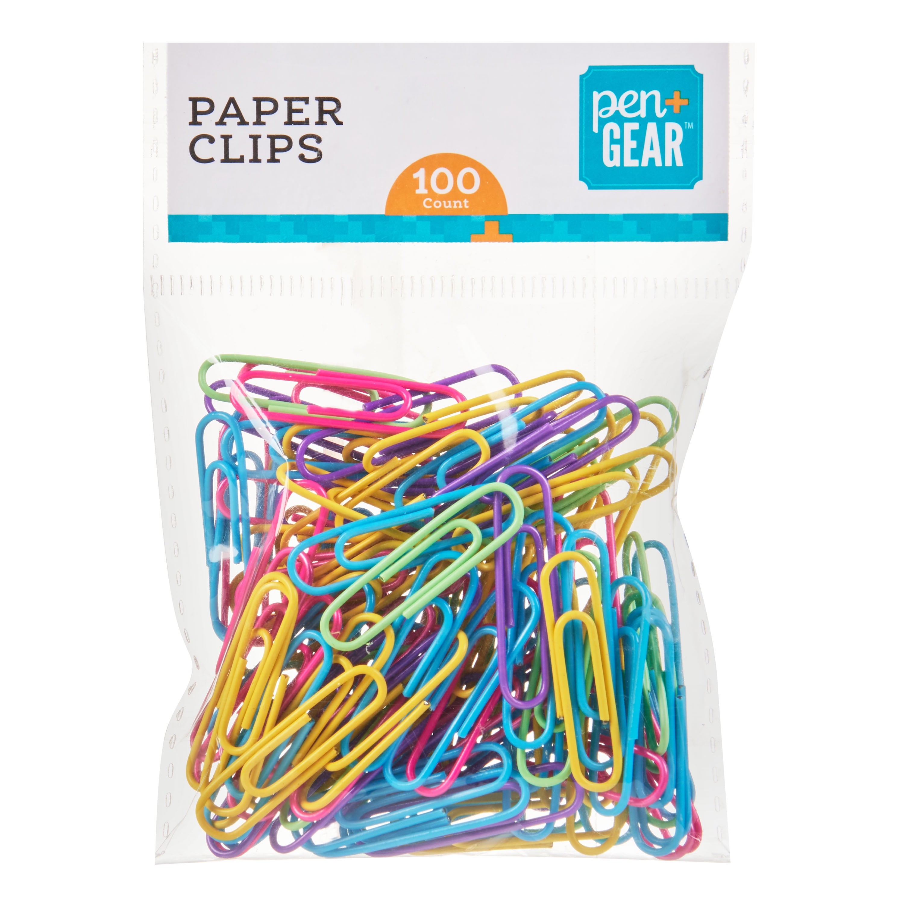 Pen+ Gear Paper Clips 100ct 33mm Vinyl Coated Assorted Neon Colors