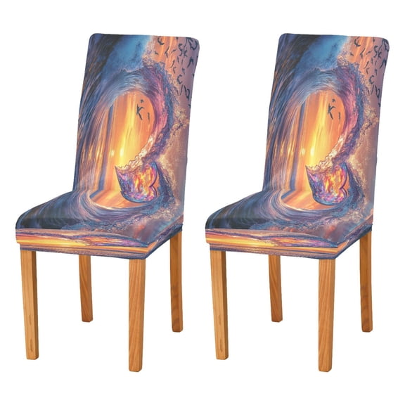 BZSMCE Chairs Slipcovers Dining Chair Covers Heart-shaped Wave Pattern Creative Pattern