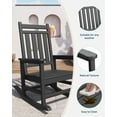 thumbnail image 4 of Rocking Adirondack Chair Outdoor, HDPE High Back Porch Rocker Chairs for Adults, All Weather Resistant Furniture for Patio, Black, 4 of 7