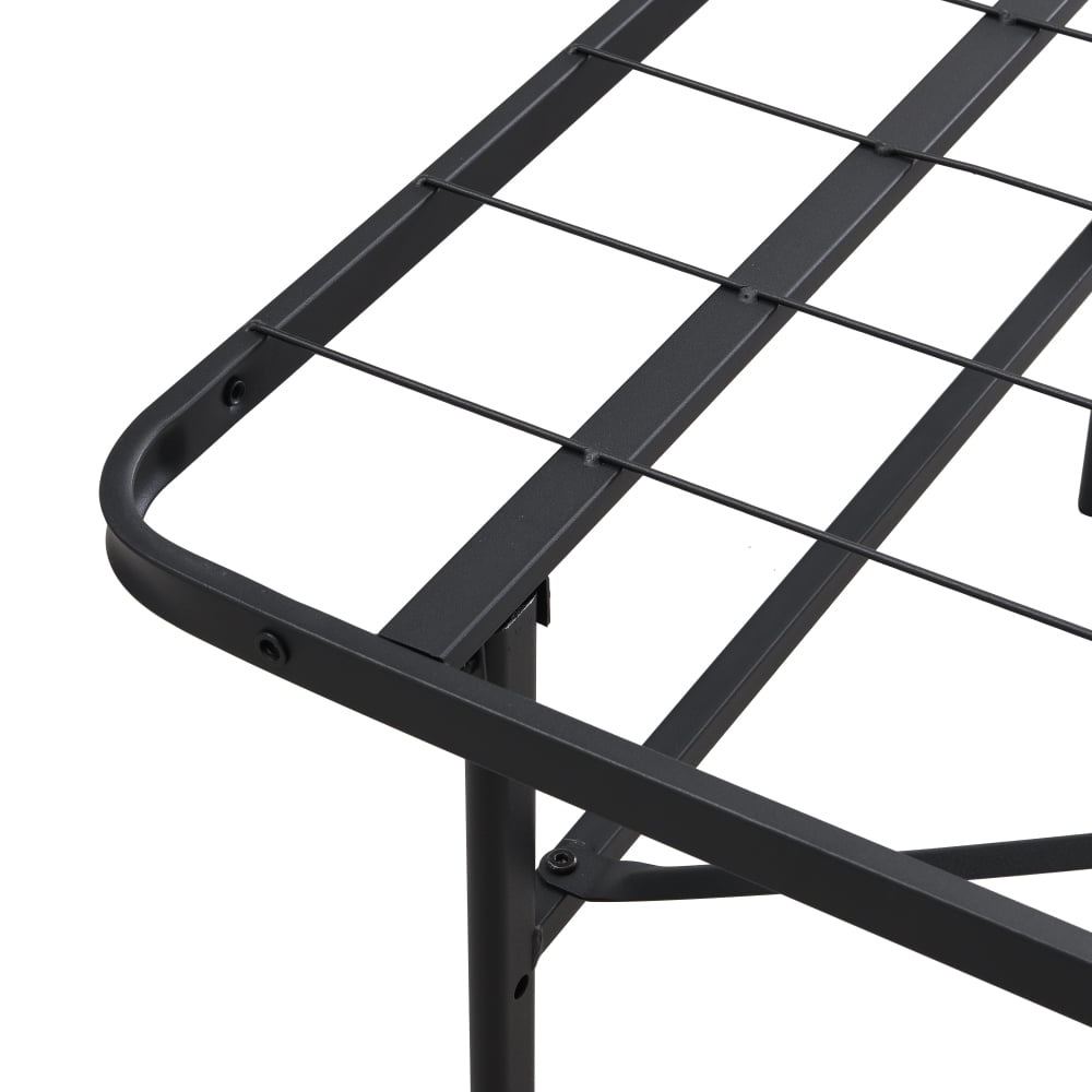 Queen&King Metal Platform Folding Bed Frame 14 Inch High   Queen Size Box Spring Replacement Heavy Duty Steel Slat  Easy Assembly Under-Bed Storage,Black