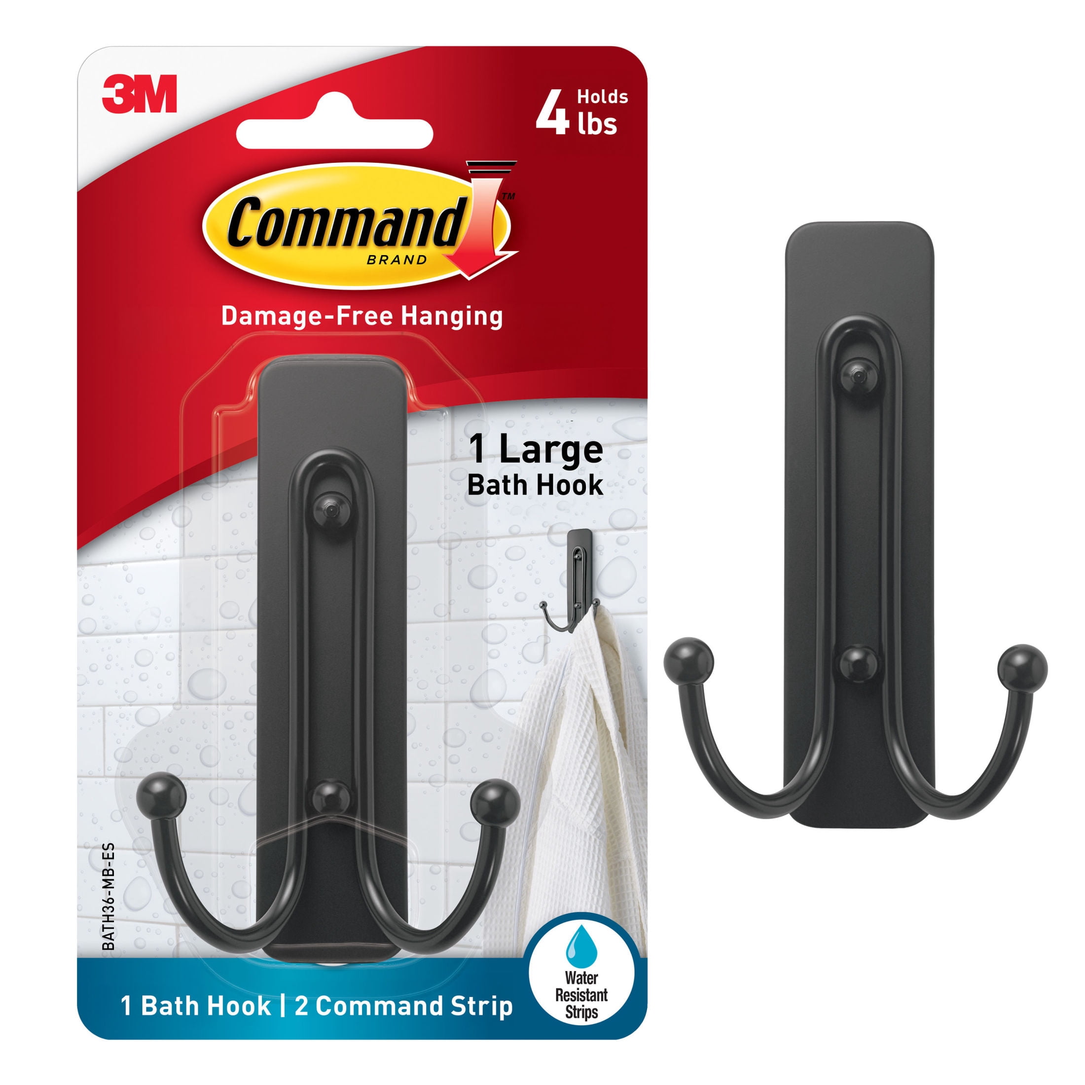 Mainstays Black Over The Door Hook, Single Coat Bag Hanger, Space