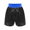 thumbnail image 5 of Hansber Kids Boys Sequin Applique Shiny Letter Printed Boxer Kickboxing Training Shorts Side Split Satin Hot Pants Black&Blue 12, 5 of 6