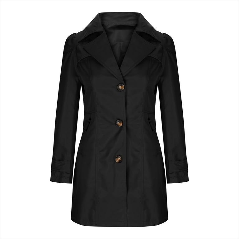 Trushoes Women's Nylon Trench Coat, Size M Black, Lightweight Wind