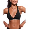 thumbnail image 1 of Top de Bikini CRZ YOGA Escote en V Profundo con Relleno Negro Talla Grande, 1 of 6