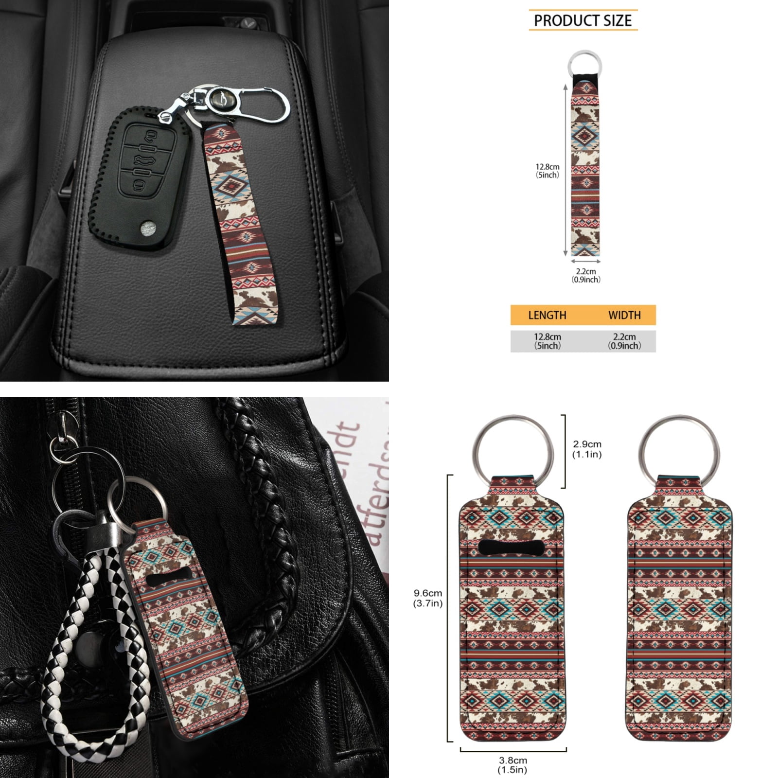 Yuyamidu Deer Car Seat Covers Set 16 PCS Sunflower Steering Wheel Cover Seat Belt Pads Coasters Southwest Aztec Rearview Mirror Cover Key Ring Car Window Shade Handbrake Gear Shift Knob Cover