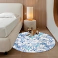 thumbnail image 2 of Marine Coral Round Area Rug 8Ft Washable Large Circle Rugs for Living Room Dorm, Coastal Ocean Underwater Starfish Summer Blue Non-Slip Carpet Floor Mats Indoor Outdoor Carpet Runner Home Decor, 2 of 8