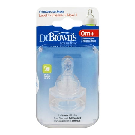 Dr Brown's Natural Flow Silicone Nipples - Level 1 0m+, 2 (Best Bottle Nipple For Preemie)