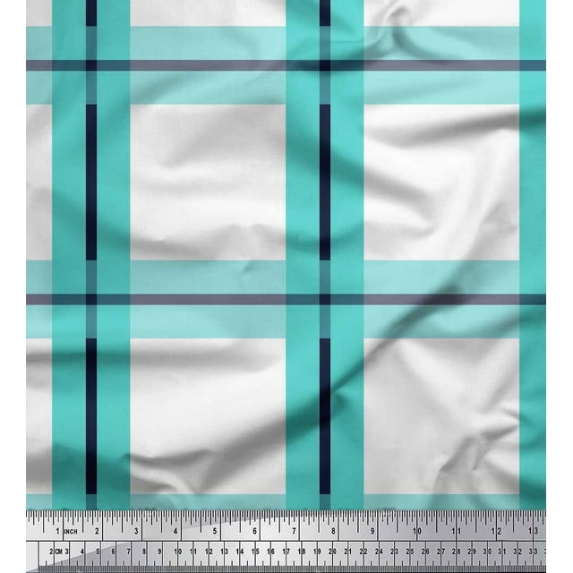 Soimoi Silk Fabric Check Check Printed Fabric 1 Yard 42 Inch Wide