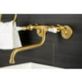 thumbnail image 2 of Kingston Brass KS515SB Wall Mount Bathroom Faucet, Brushed Brass, 2 of 5