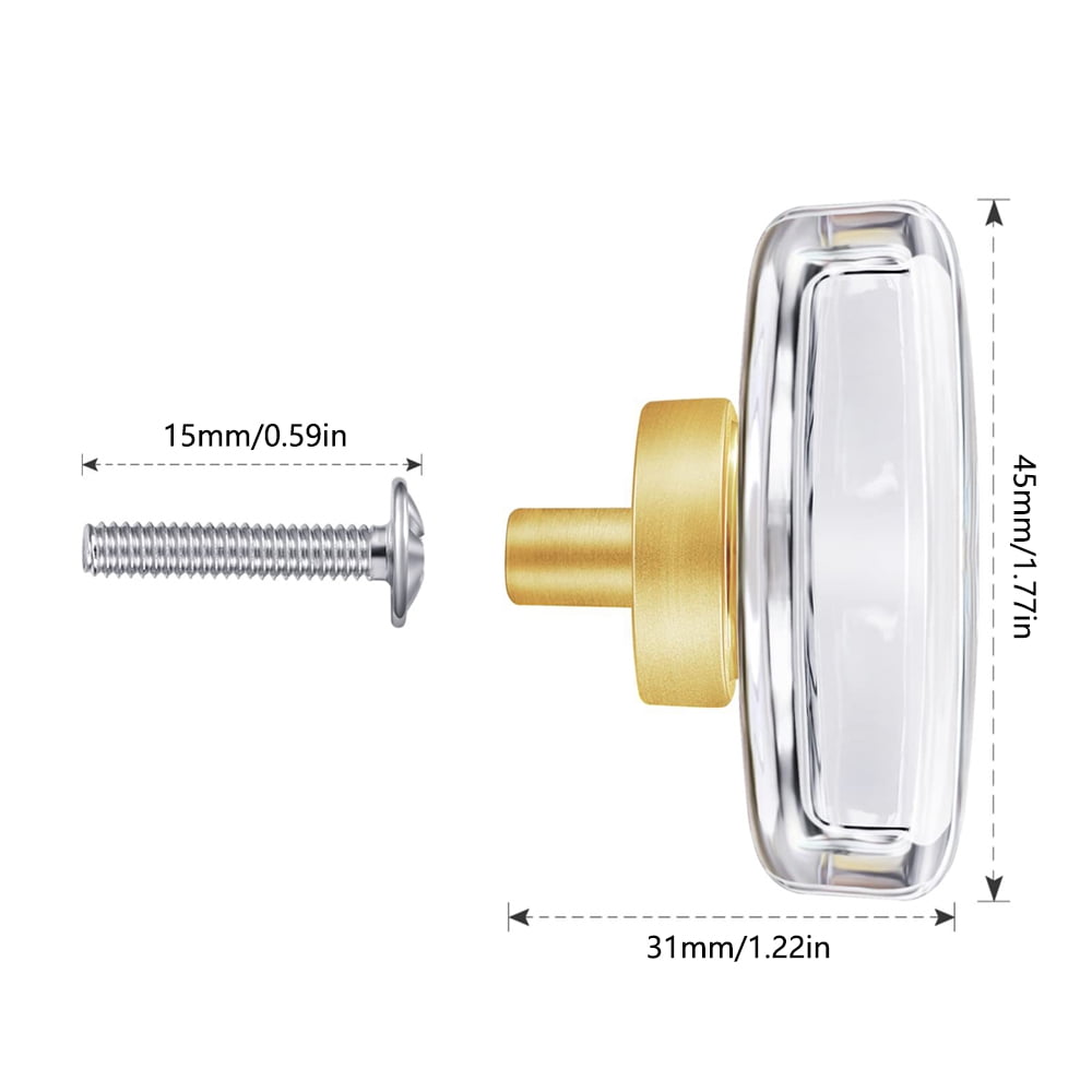 TOP-MAX 6PCS Artificial Crystal Cabinet Exterior Knob Rectangular Drawers Handles Cupboards Handles (Silver)