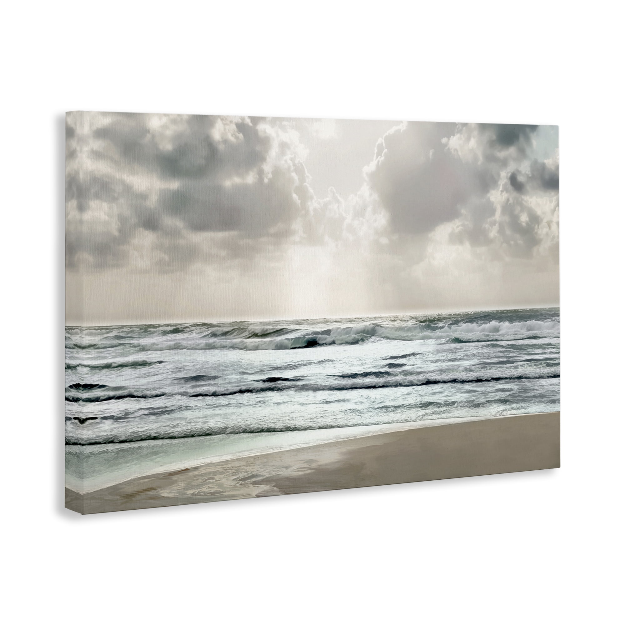 Stupell Industries Cloudy Sunlight Beach Landscape Photography Gallery Wrapped Canvas Art Print Wall Art, 24 x 16