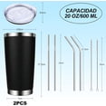 thumbnail image 3 of 2PCS Vaso Térmico Doble Pared de Acero Inoxidable 304, Taza Termica Frio y Caliente, Termo Infusor de Vacío Doble con Tapa y Pajita, Cepillo de Limpieza (Negro + Blanco), 3 of 4