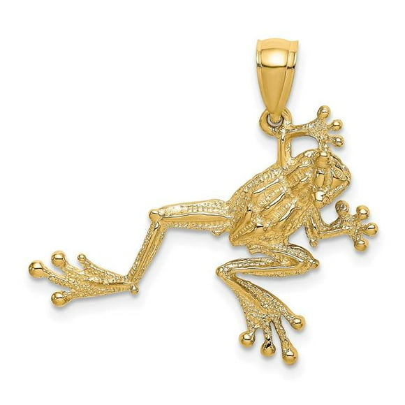 Quality Gold 10K6482 10K Yellow Gold 2-D Textured Frog Charm