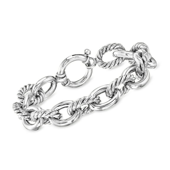 Ross-Simons Sterling Silver Alternating Twisted Oval-Link Bracelet, Women's, Adult