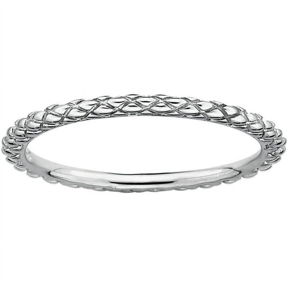 Sterling Silver Rhodium Criss-Cross Ring