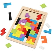 Coogam Wooden Blocks Puzzle Brain Teasers Toy Tangram Jigsaw Intelligence Colorful 3D Russian Blocks Game STEM Montessori Educational Gift for Kids (40 Pcs)