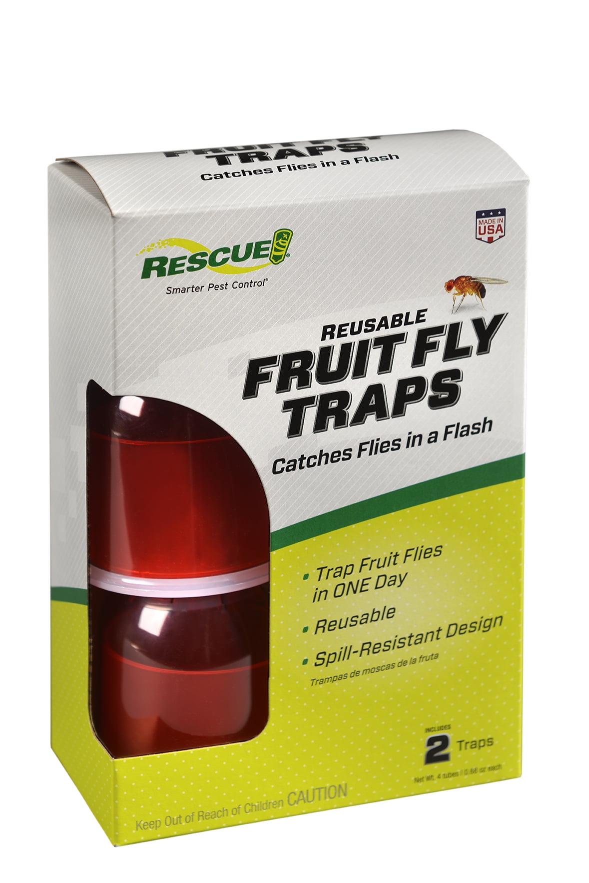 RESCUE! Reusable Indoor Fruit Fly Trap, 2 Pack