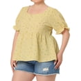 thumbnail image 4 of Agnes Orinda Women's Plus Size Babydoll Blouses Peplum Ruffle Short Sleeve Casual Tops 3X Yellow, 4 of 6