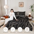thumbnail image 3 of Homewish Aesthetic Lines Full Size Comforter Sets,Modern Abstract Bedding Comforter Set,Black Brown,Black Reversible,3pcs,1 Comforter and 2 Pillowcases, 3 of 7