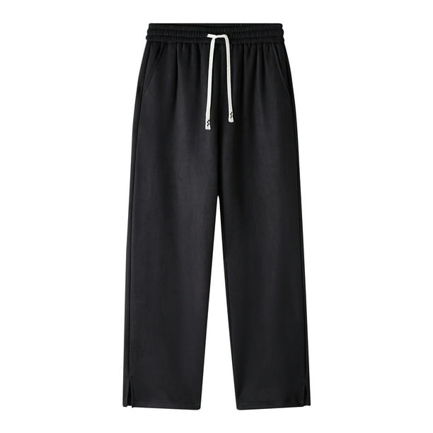 Pantalones de hombre de longitud completa, color liso, cintura elástica, bolsillo recto, pantalones de celebridad finos, pantalones de hombre