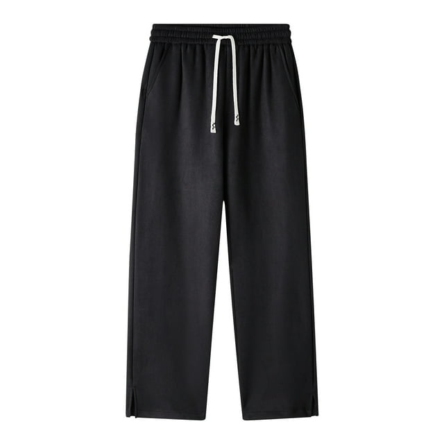 AherBiu Plus Size Sweatpants for Men Drawstring Elastic Waist Loose Open Bottom Lightweight Pants with Pockets Athletic Pants