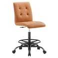 thumbnail image 4 of Modway Prim Metal and Vegan Leather Armless Drafting Chair in Black/Tan, 4 of 9