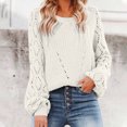 thumbnail image 5 of Black·Friday·Idoravan Sweaters for Women Fall Women Casual Fashion Solid Hollow Out Pullover Long Sleeve Round-Neck Sweater, 5 of 9
