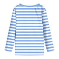 thumbnail image 4 of Wxirdiow Girls Sweatshirts Girls Striped Thumb Hole Long Sleeve Shirts Kids Crewneck Tunic Tops Curved Hem Tees Sky Blue Size,5-6 Years, 4 of 5