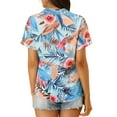 thumbnail image 4 of INSPIRE CHIC Women's Shirts Hawaiian Short Sleeve Tropical Floral Button Down Tops XL Light Blue, 4 of 8
