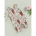 thumbnail image 3 of Cenuakty Baby Girl Summer Jumpsuit Western Floral Cow Print Sleeveless Rompers Pants for Toddler Newborn Infant, 3 of 9