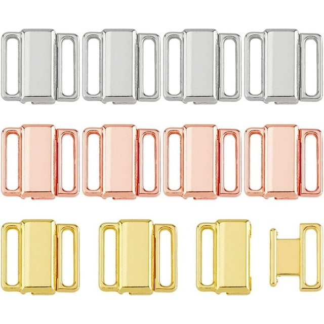 90 unidades de broches para bikini en 3 colores. Cierre frontal de 14 x 15,5 mm. Pieza de repuesto para sujetadores y ropa de baño.