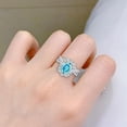 thumbnail image 3 of beryl_creation 2.60 Ct Oval Cut Blue Topaz Wedding Engagement Thanksgiving Christmas Halo Ring 14K White Gold Plated 925 Sterling Silver For Women's -6, 3 of 3