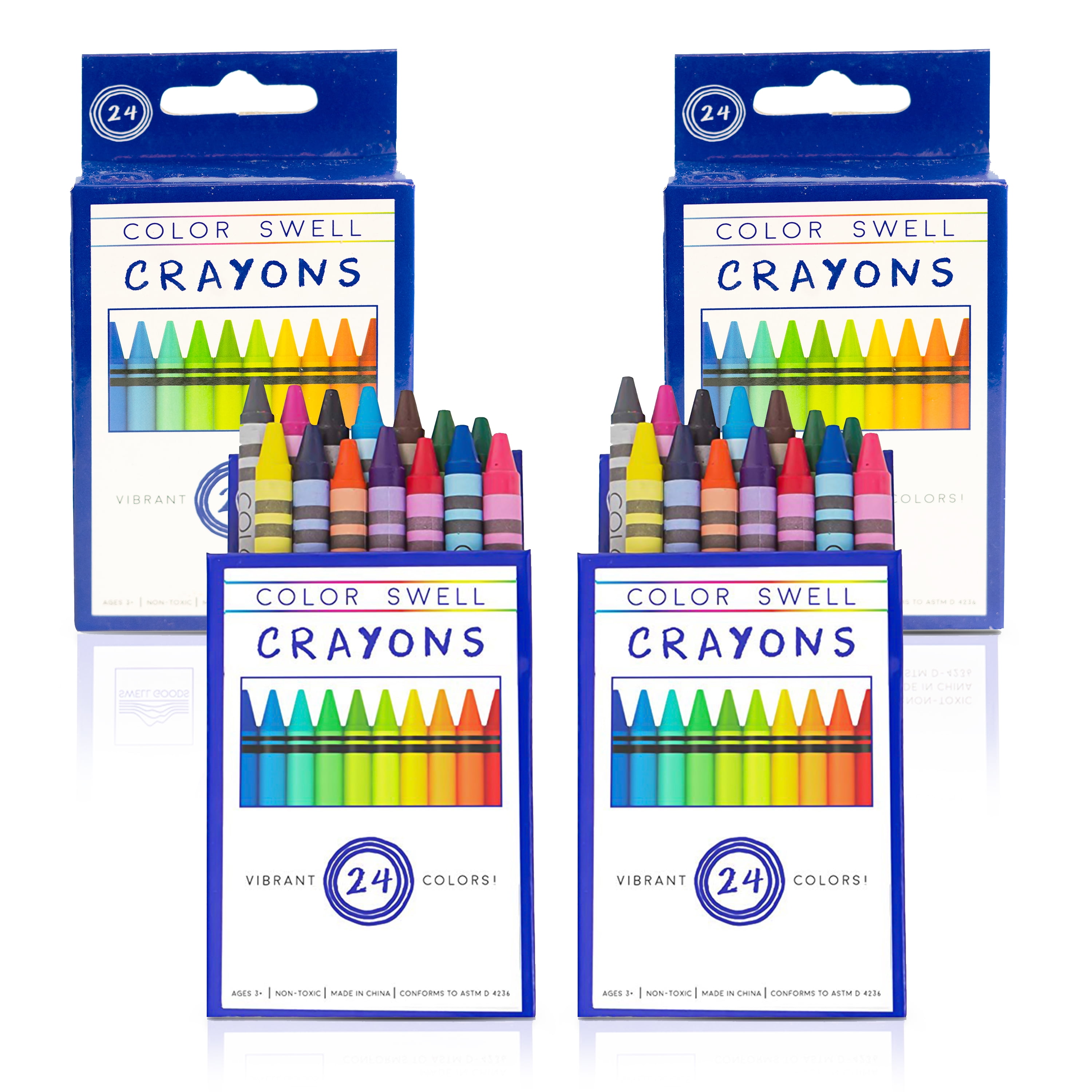 Color Swell Bulk Crayons, 4 Packs, 24 Crayons per Pack, 96 Total Crayons