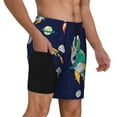 thumbnail image 3 of Haiem Astronaut Dinosaur and Space Mens Swim Trunks with Compression Liner 2 in 1 Swimming Shorts Stretch Swimwear Quick Dry,Board Shorts-Large, 3 of 9