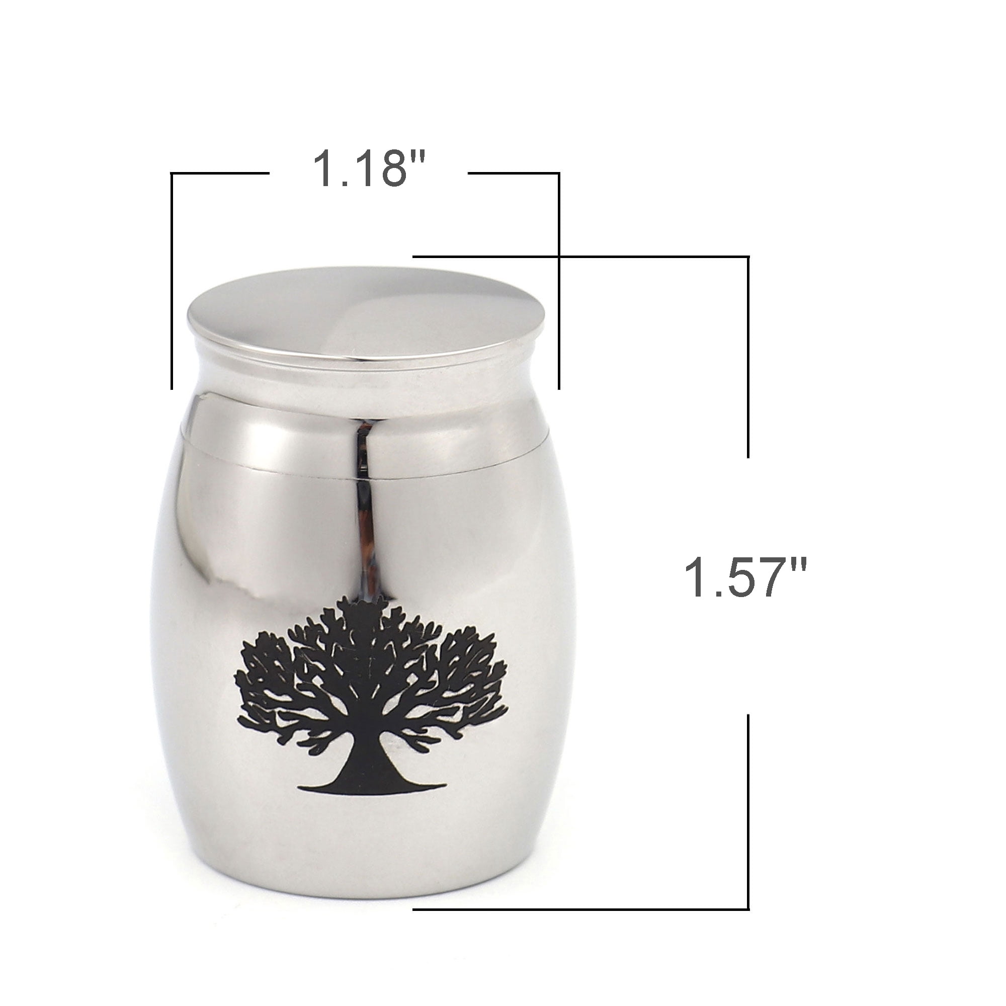 Silver Family Tree of Life Keepsake Funeral Cremation Urn for Human Ashes Mini Stainless Steel Waterproof Human Ashes Container Keepsake Holder with Free Anavia Pouch
