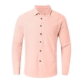 thumbnail image 3 of JLFKNG Summer Shirts For Men Simple Solid Color Tees Lapel Long Sleeve Cotton Linen Breathable Loose Fit Tee Shirts Buttons Up Lounge Summer Tops, 3 of 5