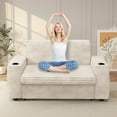 thumbnail image 6 of 65" Multifunctional Chenille Loveseat Sleeper Sofa with Pull-Out Bed, Adjustable Backrest, USB Charging Ports, Cup Holders, Side Table & Storage Armrests, Easy Assembly, 6 of 6