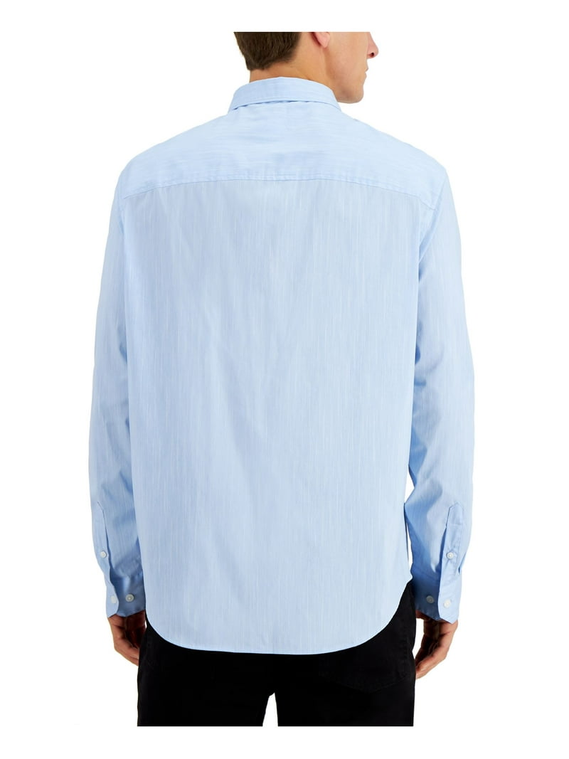 calvin klein light blue dress shirt Calvin Klein Men's Solid Regular-Fit Stretch Dress Shirt - Blue