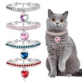 thumbnail image 2 of Small Cat Collar Rhinestone Cat Collar Sparkling Bling Heart Shaped Crystal Pendant Fancy Cat Collar Elegant Pet Jewelry for Special Occasions White, 2 of 6