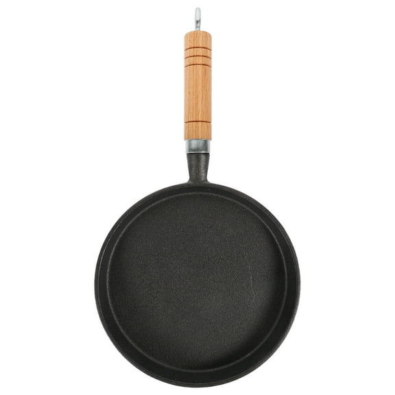 HOMEMAXS Black Cast Iron Skillet with Wood Handle for Home Use Easy to Clean Nonstick Surface 12 inch