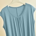 thumbnail image 4 of Women Solid Pleated Crew Neck Sleeveless Midi Nightgown, Soft Loose Cool Summer Loungewear Sleep Dress Multiple Plain Colors Blue XXXXXL(XXXXXL), 4 of 8