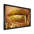 thumbnail image 2 of Designart 'Golden Female Lips' Modern Framed Art Print, 2 of 4