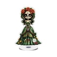 thumbnail image 2 of Day of The Dead Decor, Dia de Los Muertos Decorations, Sugar Skull Decor, Acrylic Stand, 4X2.5 Inch Spinning Rotating Ornament with Large Base, Rotating Shaft and 2 Small Round, 2 of 6