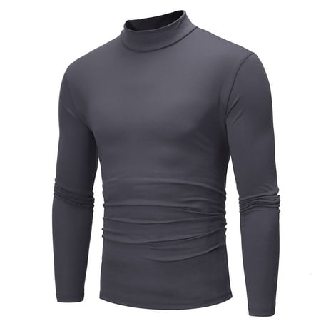 Viikei Mens Clothes on Clearance,Gifts for Men New and Winter High-neck Solid Color Slim Long-sleeved Men's Bottoming Shirt