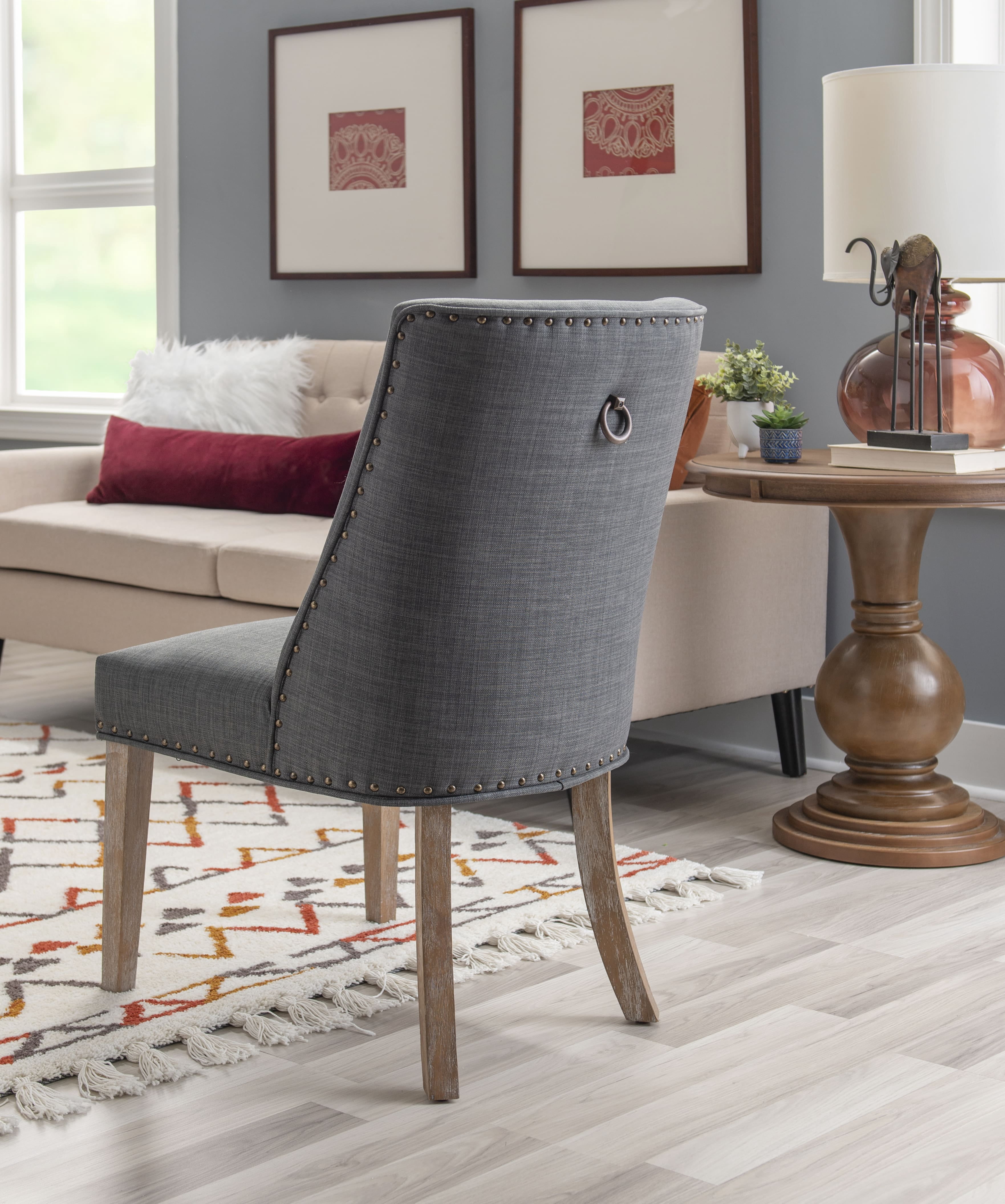 Powell Augusta Upholstered Dining Chair, Set of 2, Natural with Gray