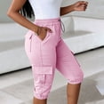 thumbnail image 7 of Cmfcve Cargo Capri Pants for Women Plus Size Elastic Drawstring Waist Dressy Summer Pants, 7 of 7